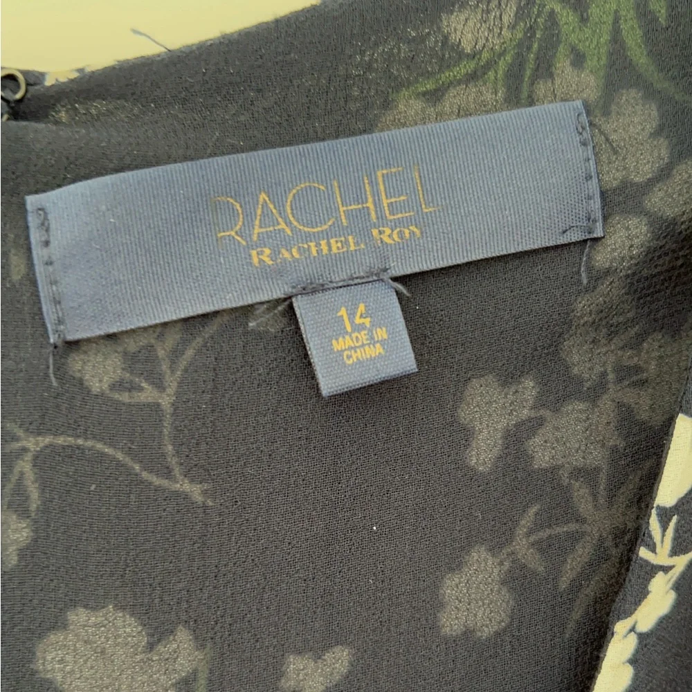 RACHEL Rachel Roy Faux Floral Wrap Dress in Navy Size 14 - Picture 6 of 7